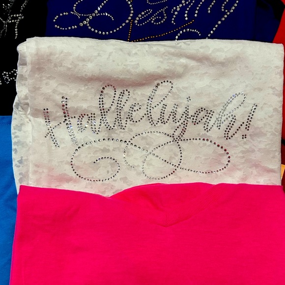 Rhinestone Handmade Christian long sleeve burnout style Hallelujah! Size XL NWT - Picture 1 of 10